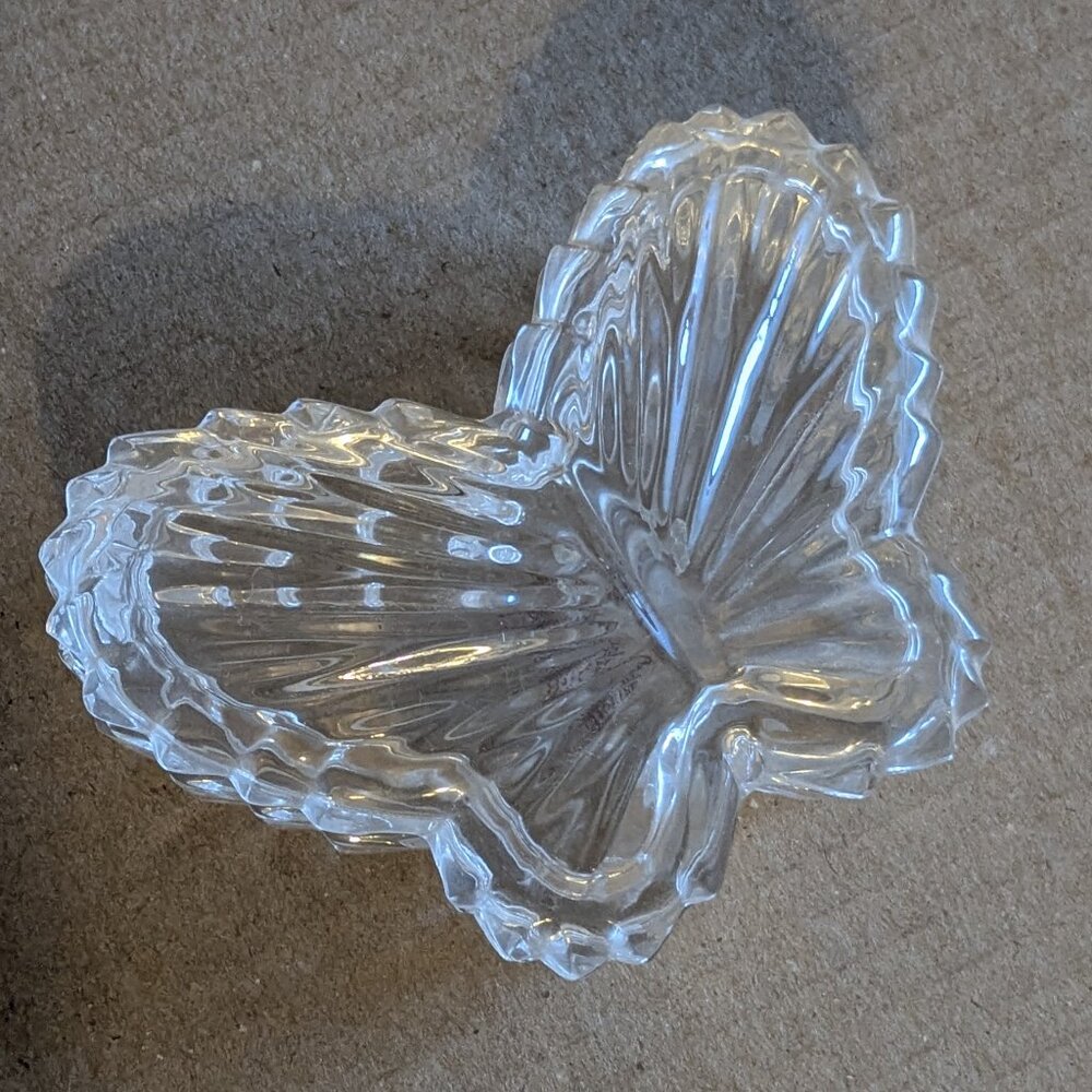 Vintage 24% Lead Crystal Butterfly Trinket Box Yugoslavia